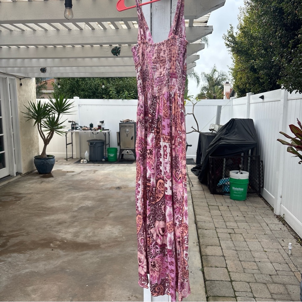 ANGIE Pink Paisley Maxi Dress Twist Front Cut Out Boho Size S NWT - Picture 7 of 7